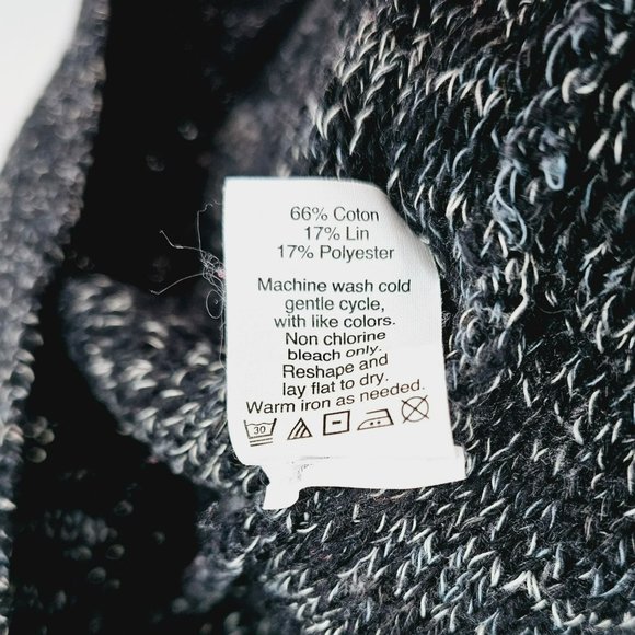 J Crew Factory Cardigan Sweater XS Open Black White Marled Long Sleeve Knit Cozy - Picture 8 of 11